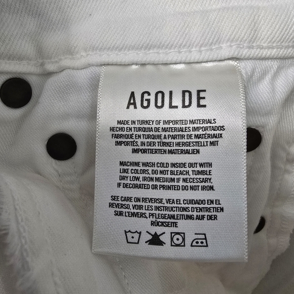 Agolde Riley Crop Jeans in white Flawed high-rise straight leg some stretch - Picture 10 of 13